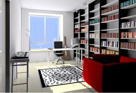 书房空间划分好后的装修效果图