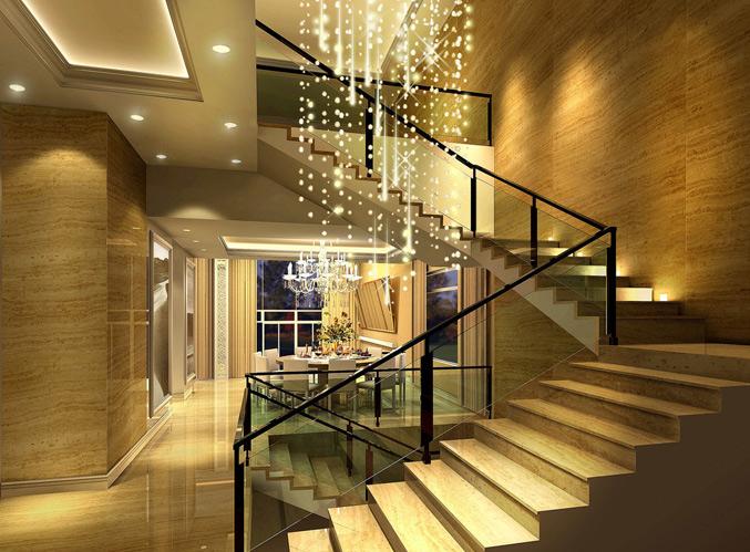 新塘碧桂园凤凰城别墅装修楼梯效果图